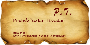 Prohászka Tivadar névjegykártya