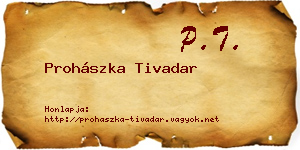 Prohászka Tivadar névjegykártya