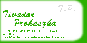 tivadar prohaszka business card